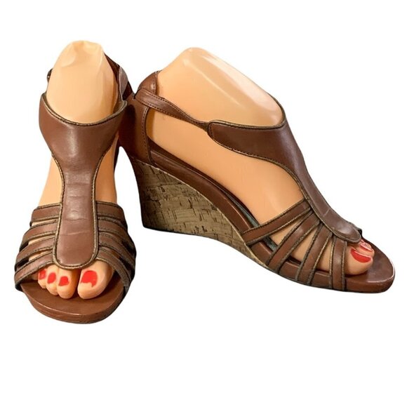 Mossimo Strappy Brown Cork Gladiator Wedge Sandal Sz 7-1/2 M #136N - Picture 3 of 8